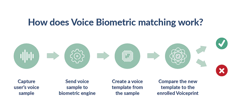 Diagram of voice biometric matching for voice authentication